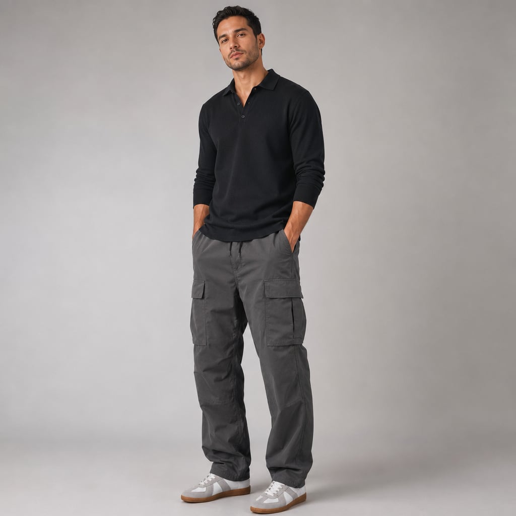 Velnax | Cargo Pants Relaxed Straight-Leg Utility Trouser Gray – Product Photo