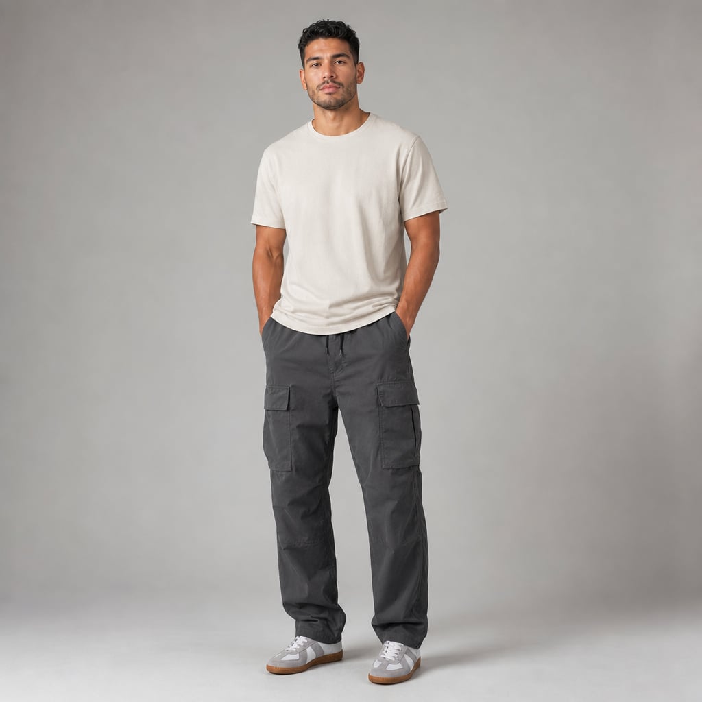 Velnax | Cargo Pants Relaxed Straight-Leg Utility Trouser in Gray – Tomosino Premium Menswear