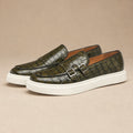 Vendrick | Loafer Shoes Croc Embossed Buckle Green – Product Photo