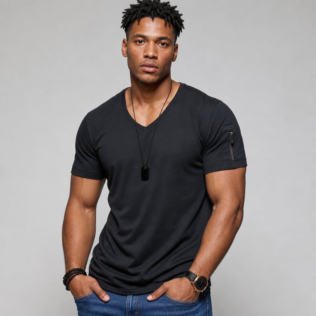 Vexarn | Fit Shirt V-Neck Muscle Tee Four-Way Stretch Black – Product Photo