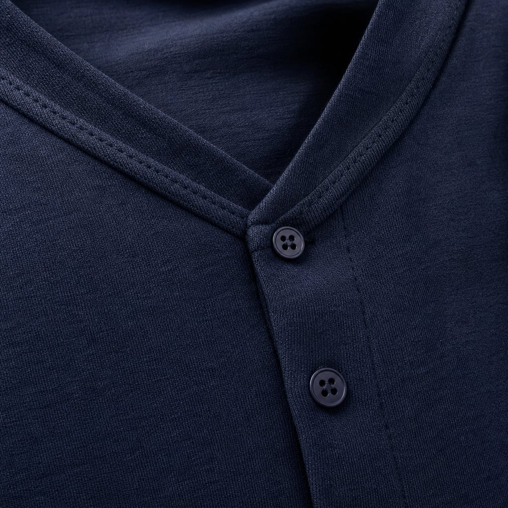 Vexarn | Fit Shirt V-Neck Muscle Tee Four-Way Stretch Marine blue – Fabric and Detail Close-Up