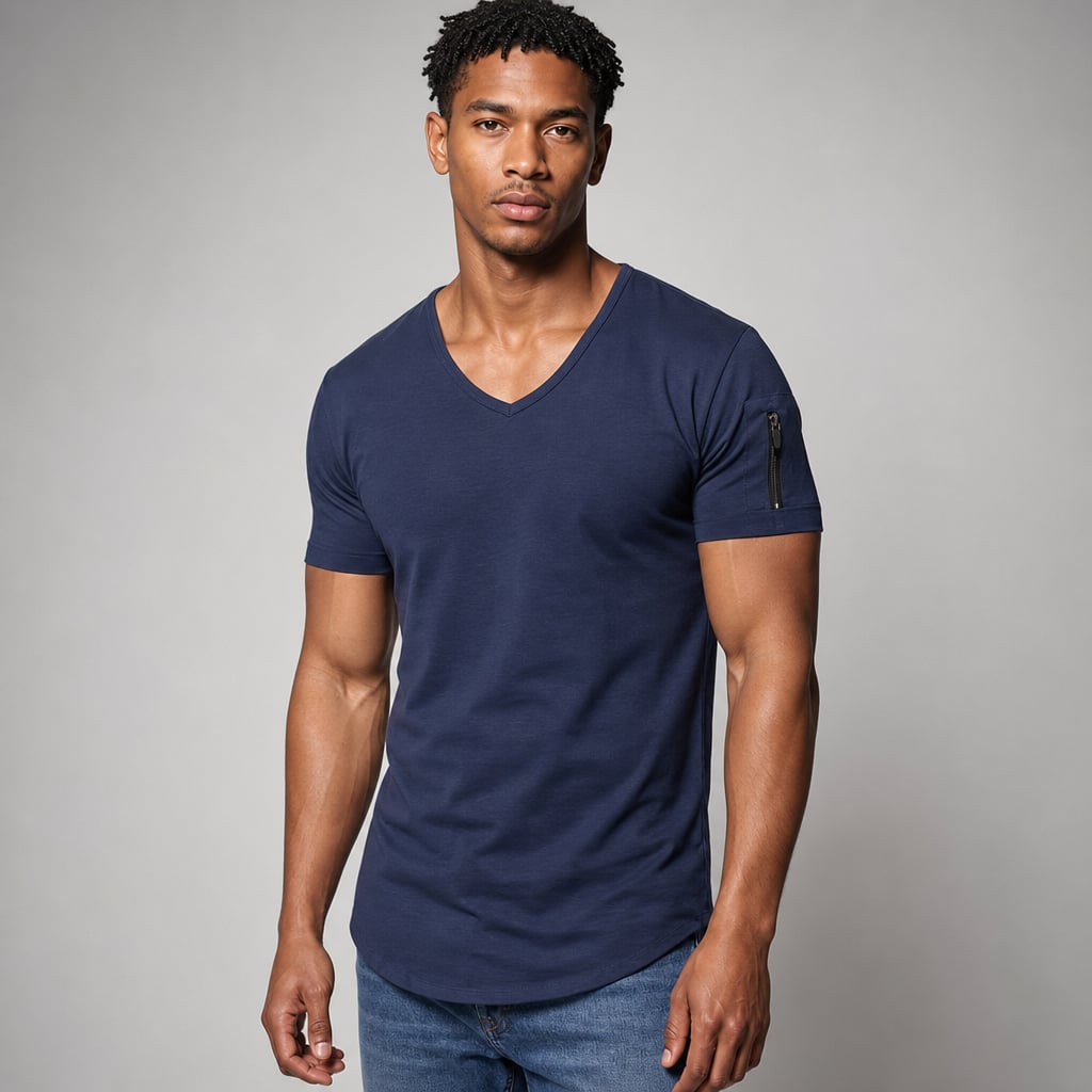 Vexarn | Fit Shirt V-Neck Muscle Tee Four-Way Stretch in Marine blue – Tomosino Premium Menswear