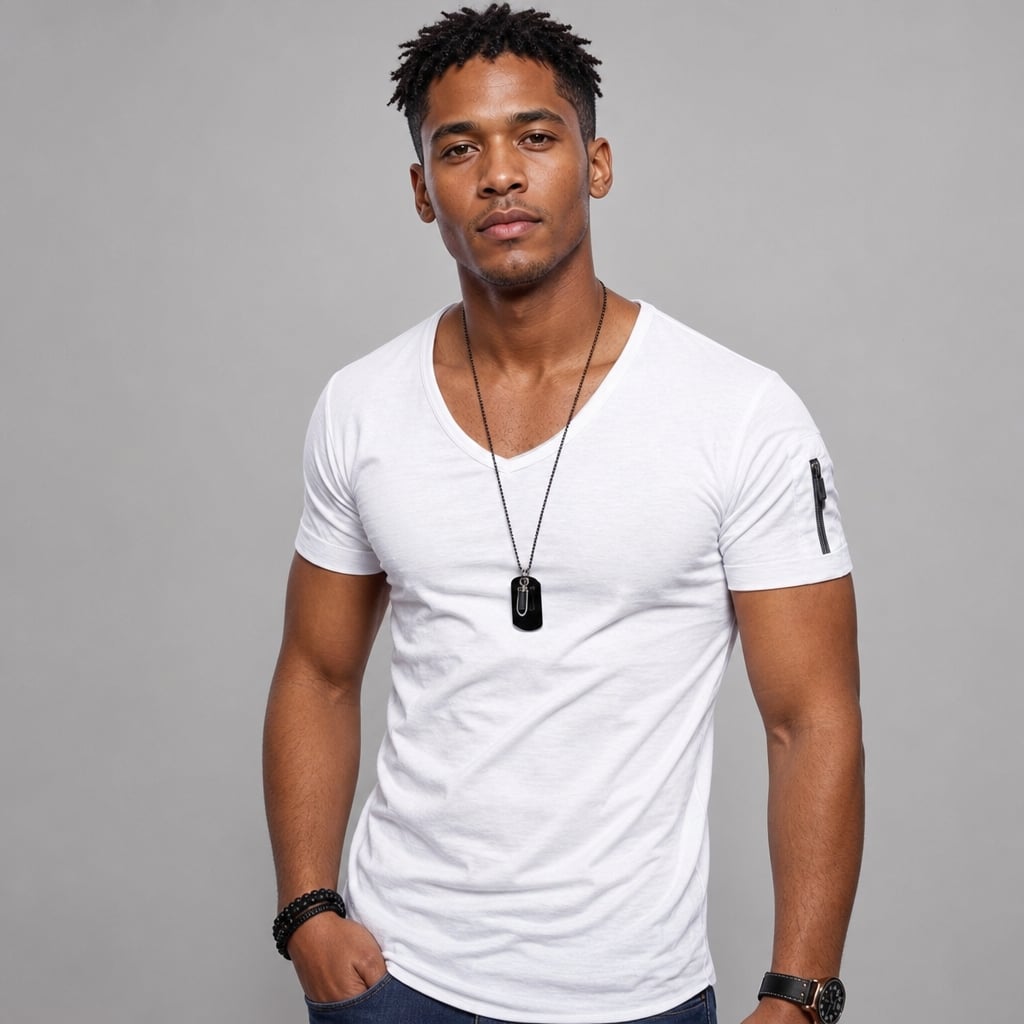 Vexarn | Fit Shirt V-Neck Muscle Tee Four-Way Stretch White – Product Photo