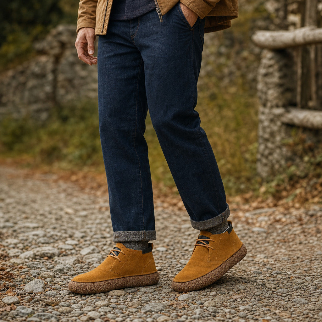 Dealer Boots Suede Crepe Sole Brown – Full Look