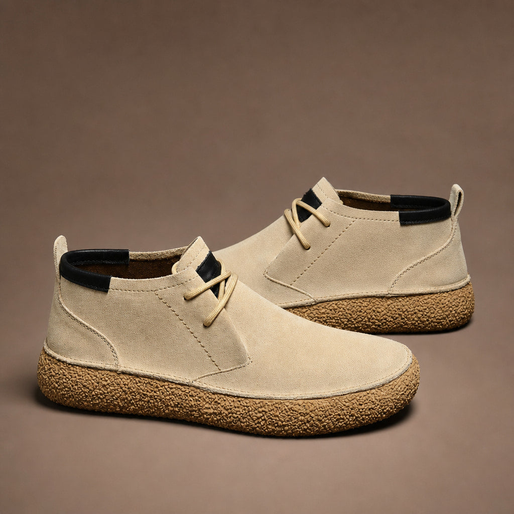 Dealer Boots Suede Crepe Sole in Cream – Tomosino Premium Menswear
