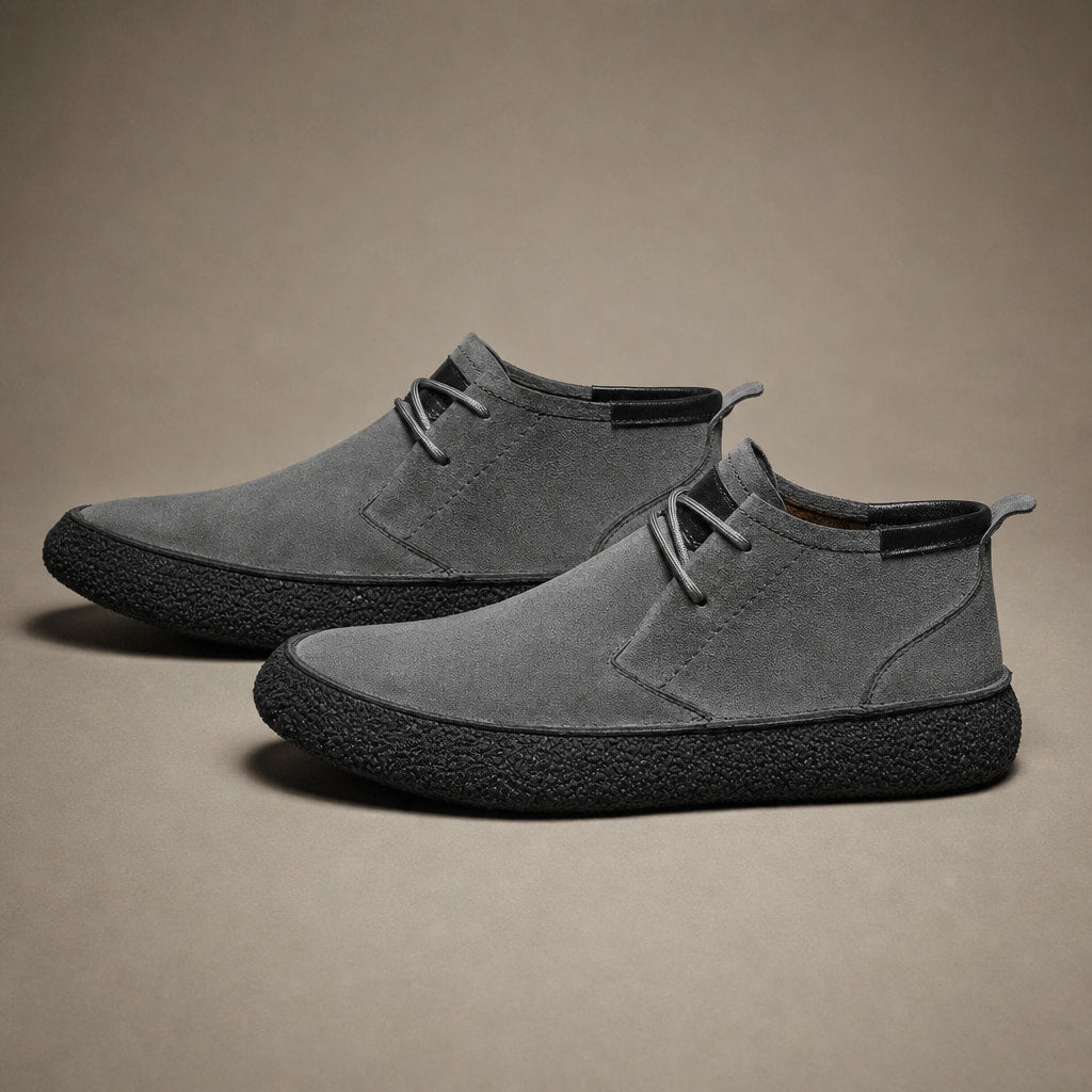 Dealer Boots Suede Crepe Sole in Grey – Tomosino Premium Menswear