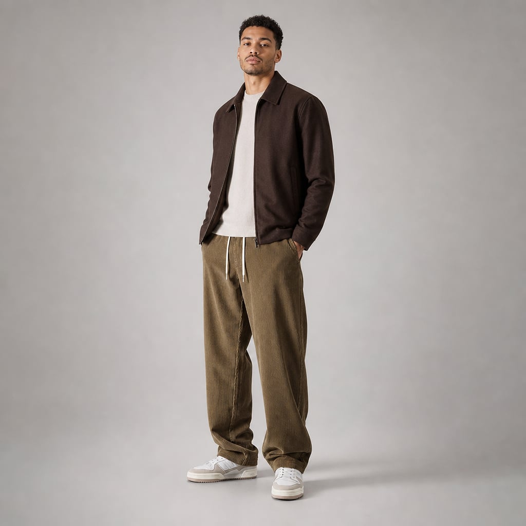 Volken | Fine-Wale Corduroy Trouser Stretch Relaxed Fit Brown – Product Photo