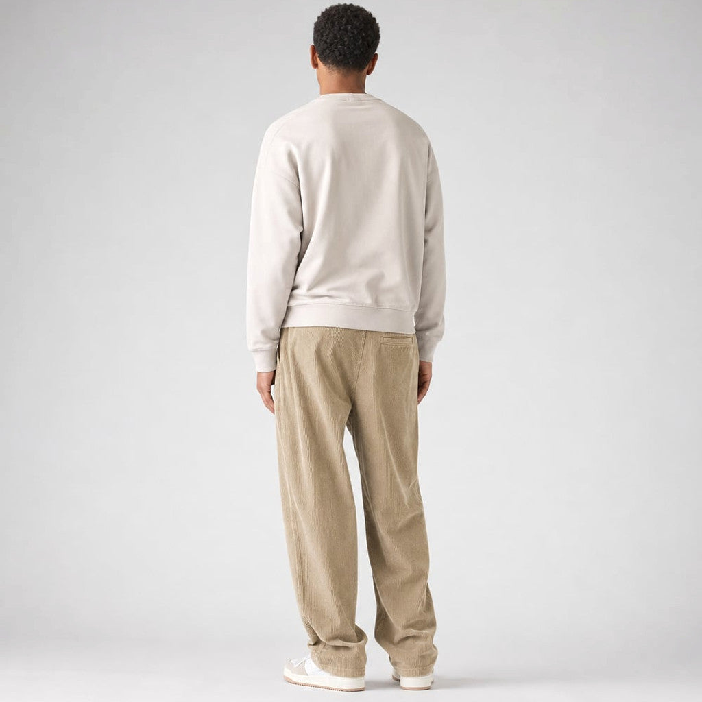 Volken | Fine-Wale Corduroy Trouser Stretch Relaxed Fit Khaki – Full Look