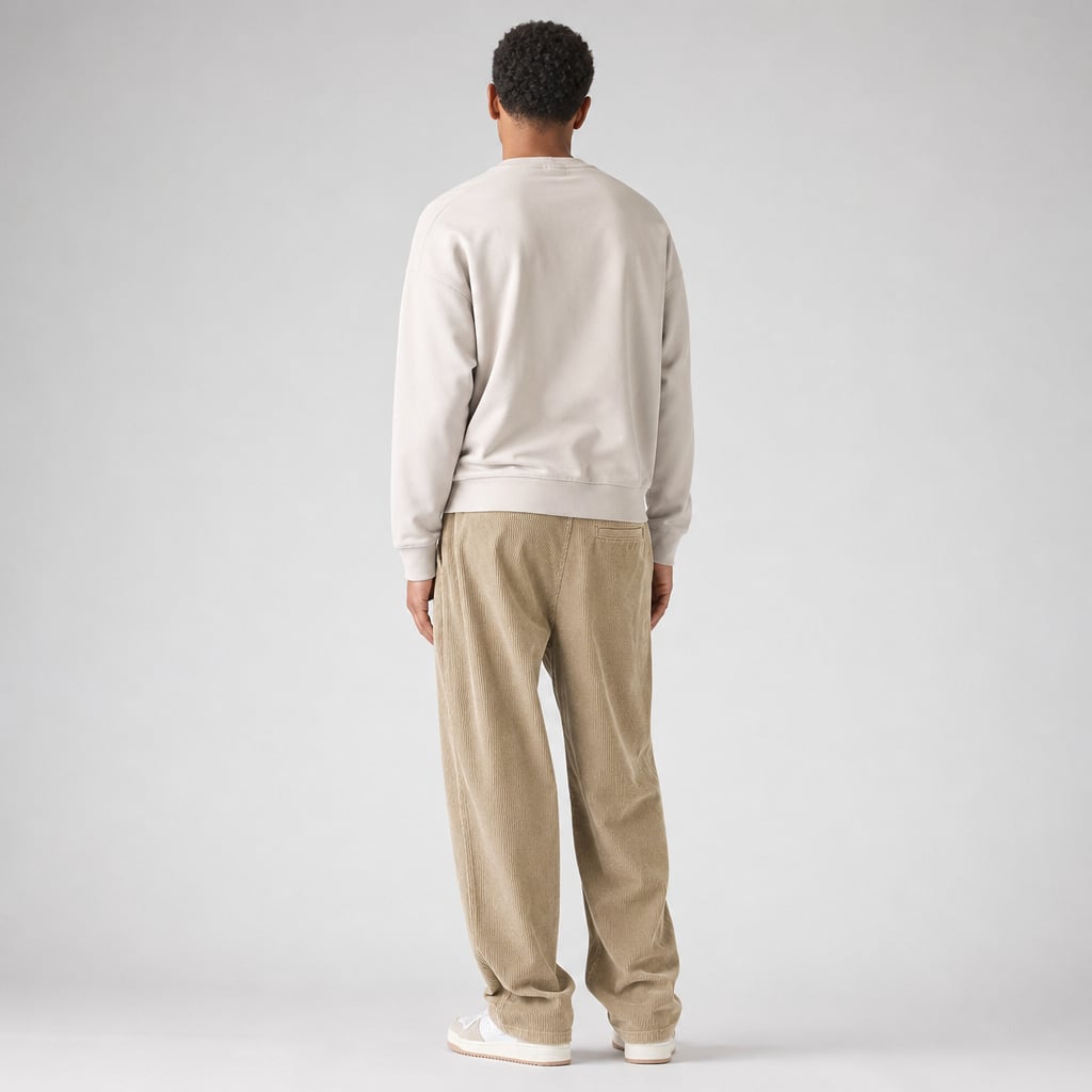 Volken | Fine-Wale Corduroy Trouser Stretch Relaxed Fit Khaki – Full Look