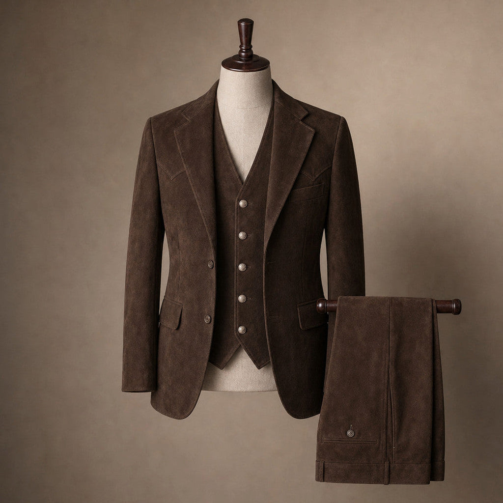 Welford | Suede Waistcoat Five Button Brown – Product Photo