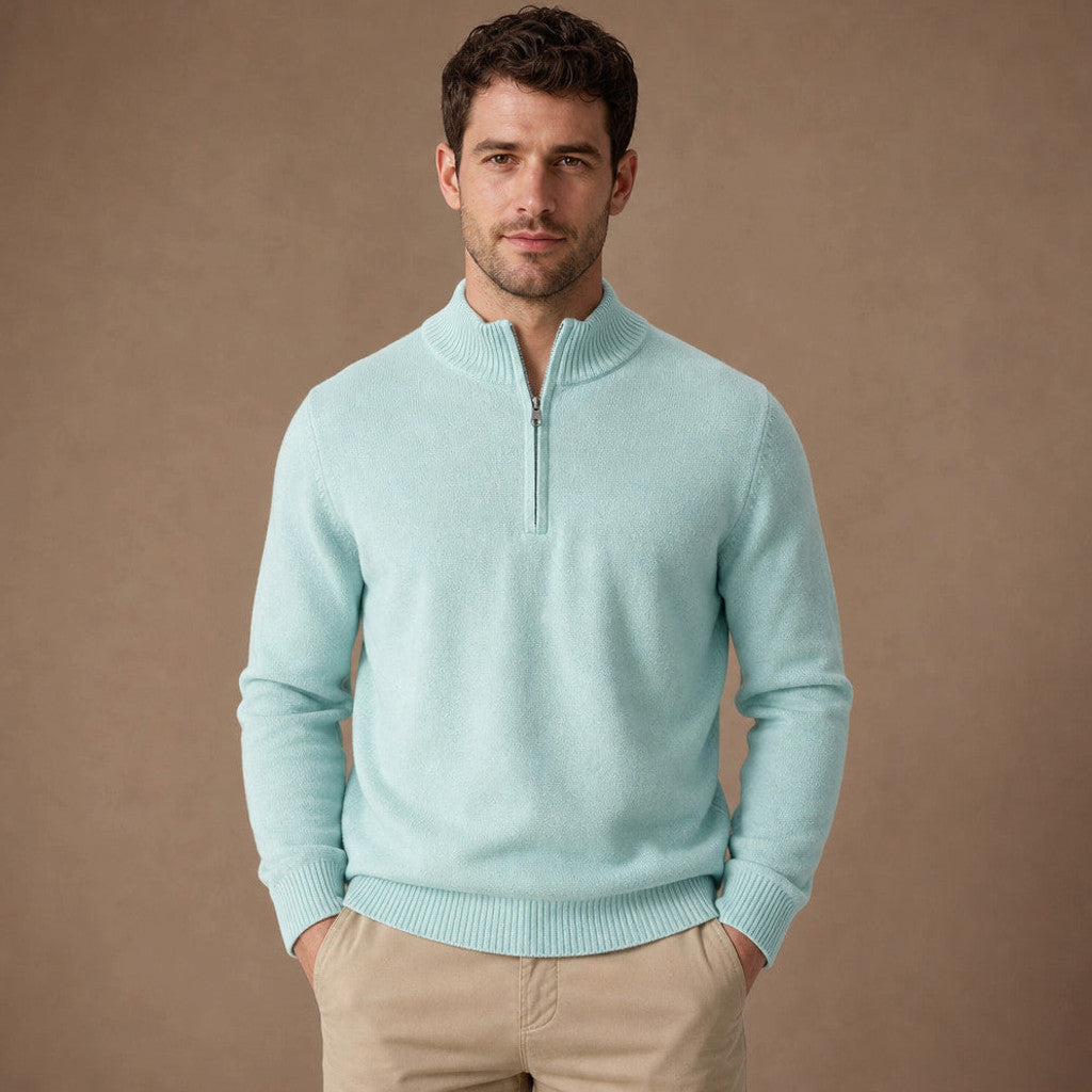 Westbrook | Half Zip Pullover Funnel Collar in Mint – Premium Editorial