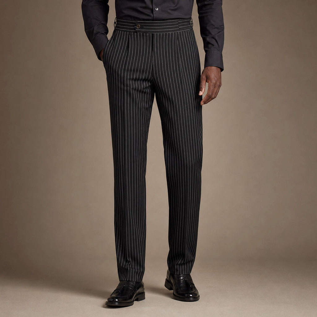 Westmere | Dress Pants Pleated Front Striped in Black – Premium Editorial
