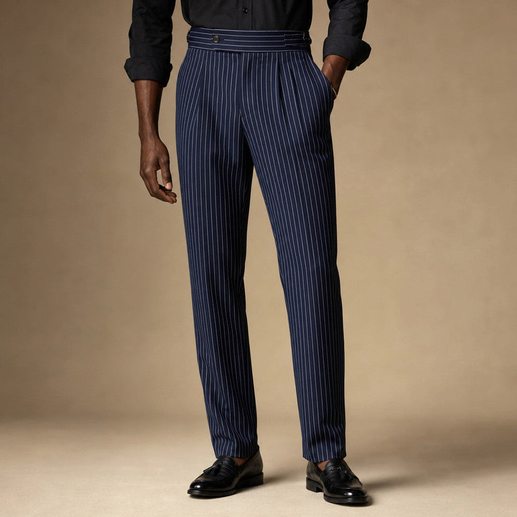 Westmere | Dress Pants Pleated Front Striped Navy – Product Photo