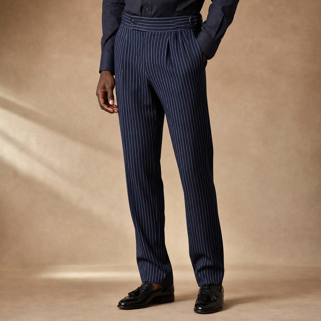 Westmere | Dress Pants Pleated Front Striped in Navy – Premium Editorial