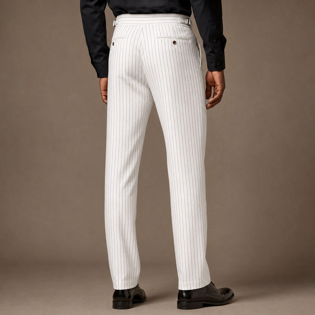 Westmere | Dress Pants Pleated Front Striped White – Full Look