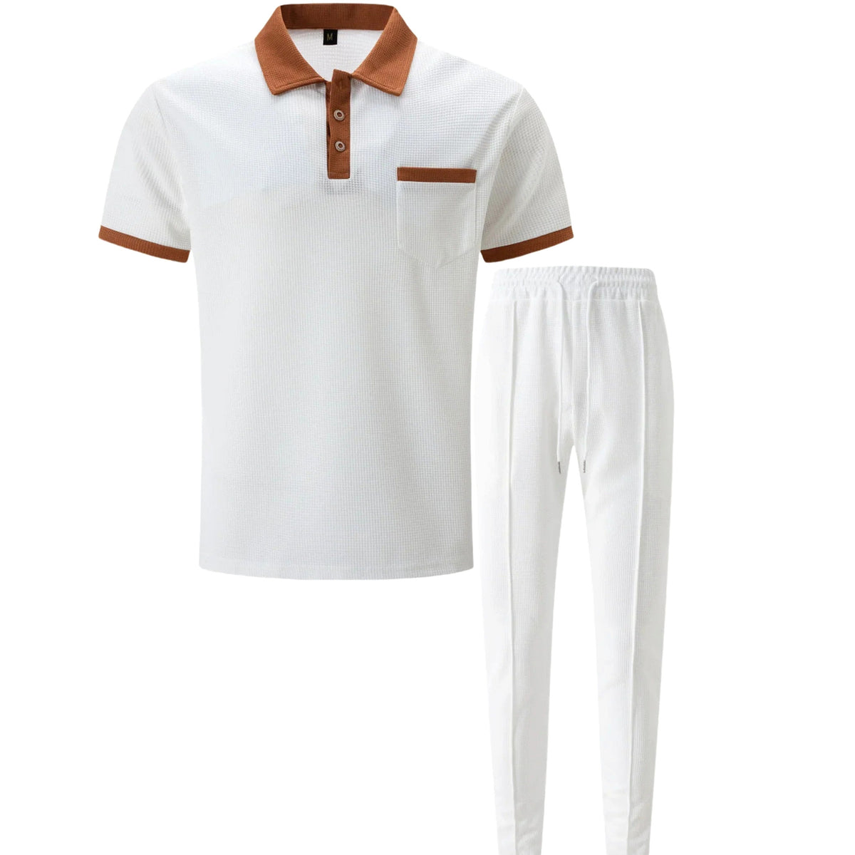 Falcren | Matching Set Waffle Knit Polo Straight-Leg Trousers