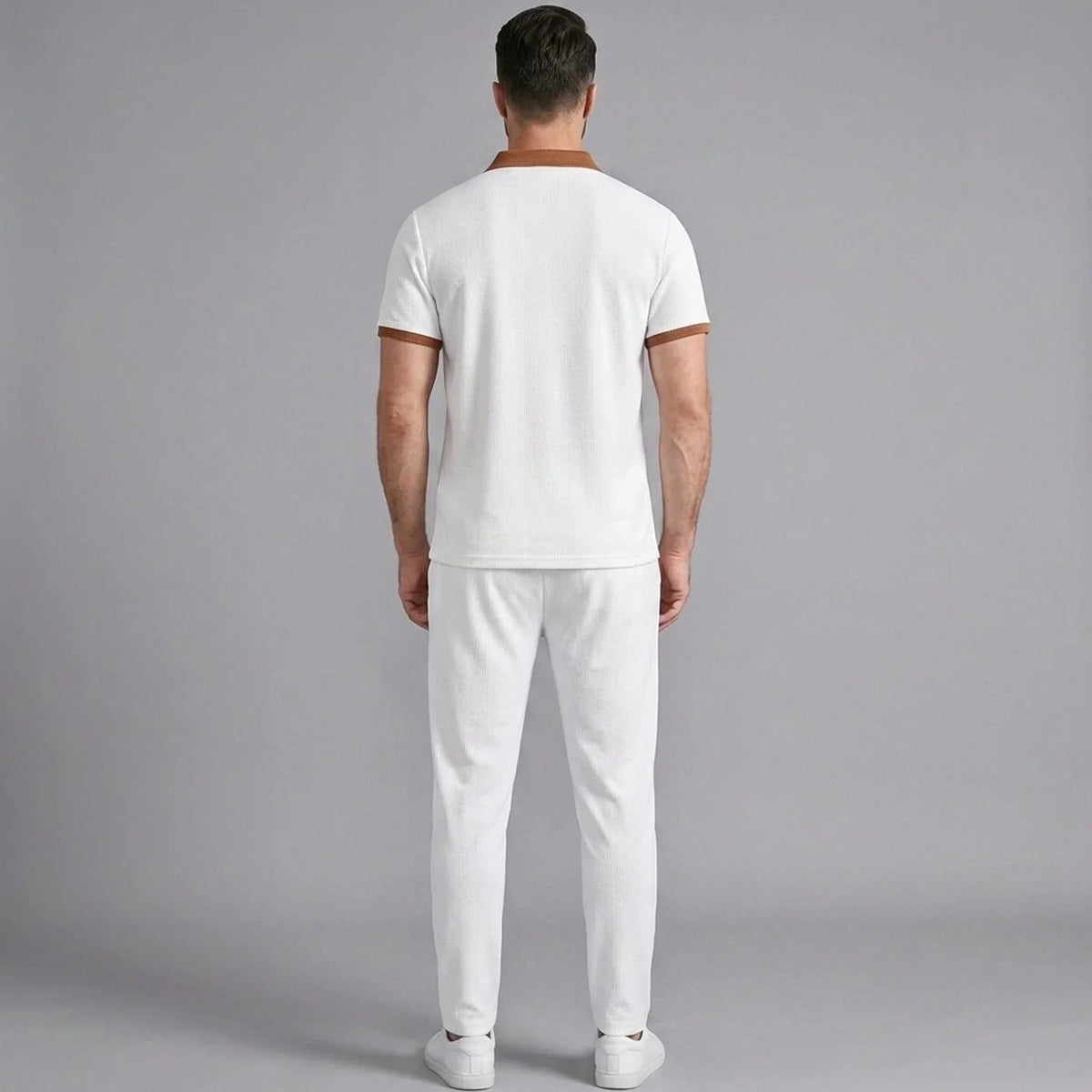 Falcren | Matching Set Waffle Knit Polo Straight-Leg Trousers