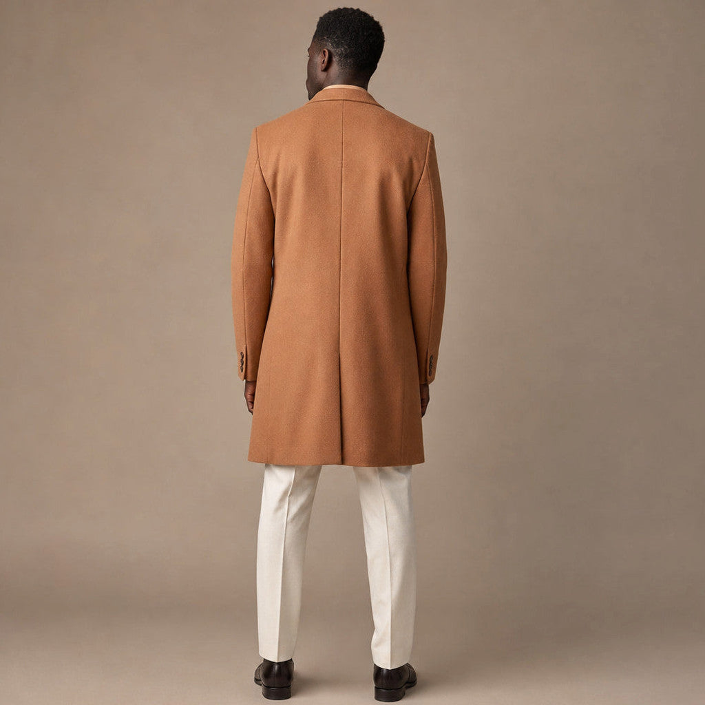Whitfield | Single Breasted Overcoat Camel Brown – Full Look