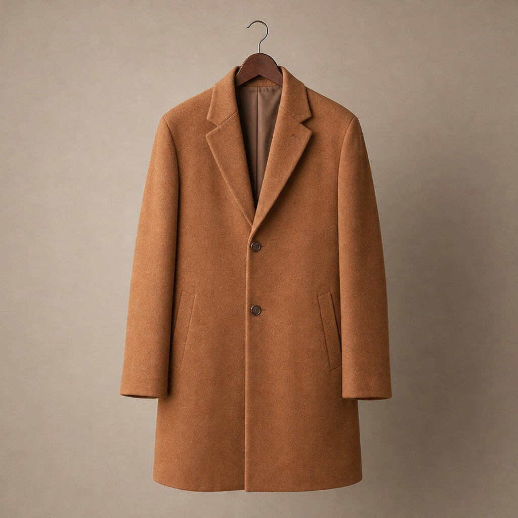 Whitfield | Single Breasted Overcoat Camel Brown – Product Photo