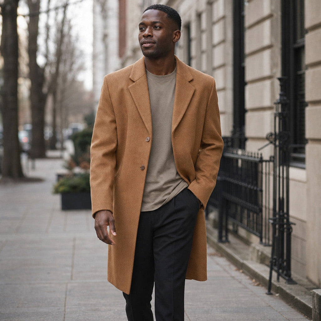 Whitfield | Single Breasted Overcoat Camel Brown – Styled Editorial Shot