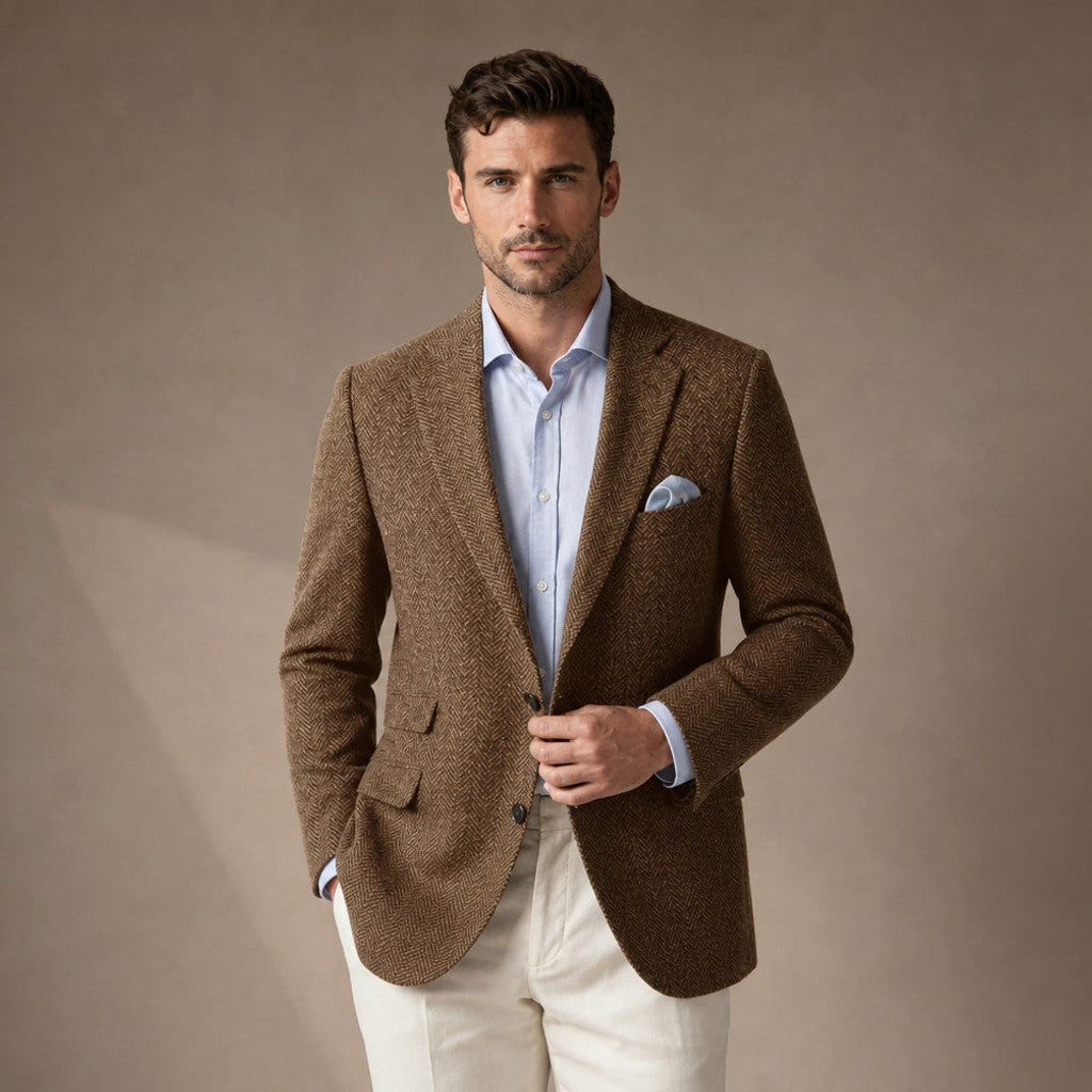 Wrenfell | Blazer Herringbone Regular Fit Brown – Product Photo
