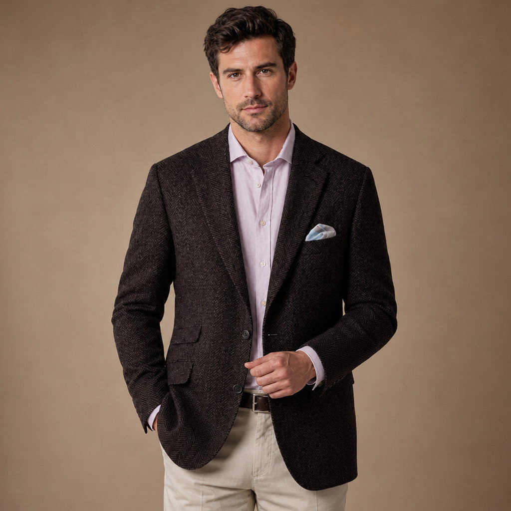 Wrenfell | Blazer Herringbone Regular Fit Coffee – Product Photo