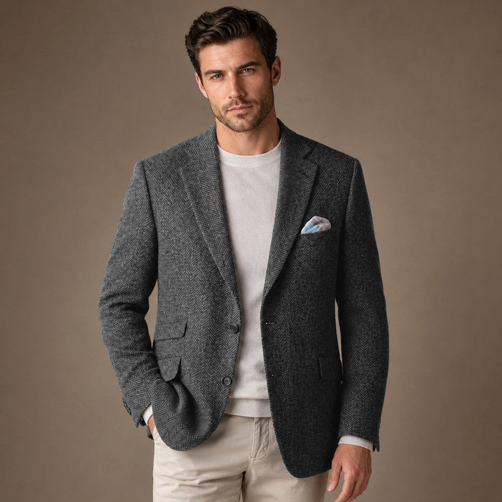 Wrenfell | Blazer Herringbone Regular Fit Dark Gray – Product Photo