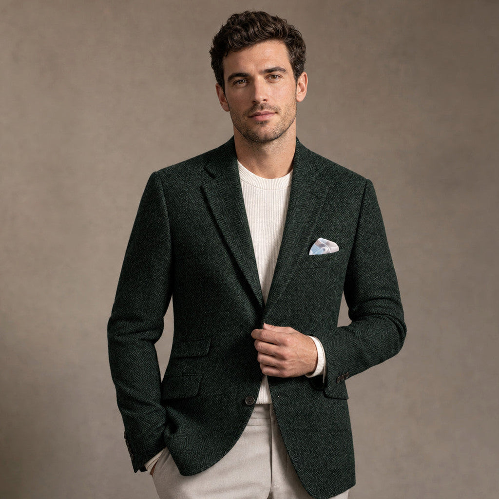Wrenfell | Blazer Herringbone Regular Fit Dark Green – Product Photo