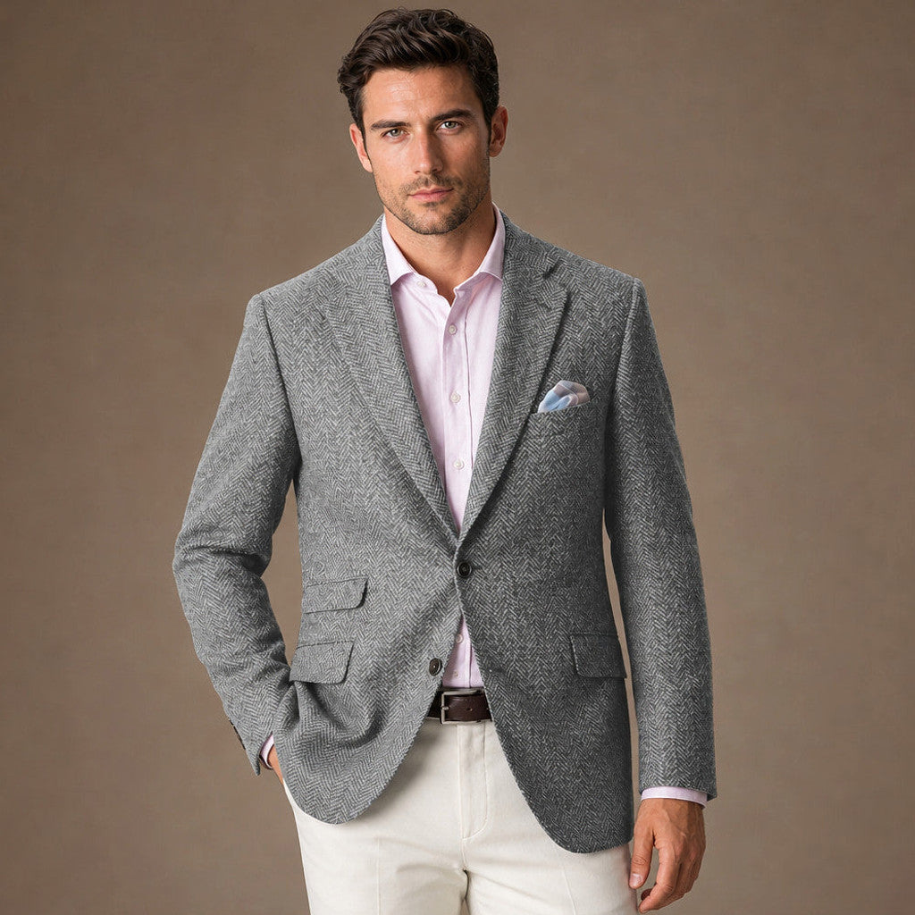 Wrenfell | Blazer Herringbone Regular Fit in Grey – Premium Editorial