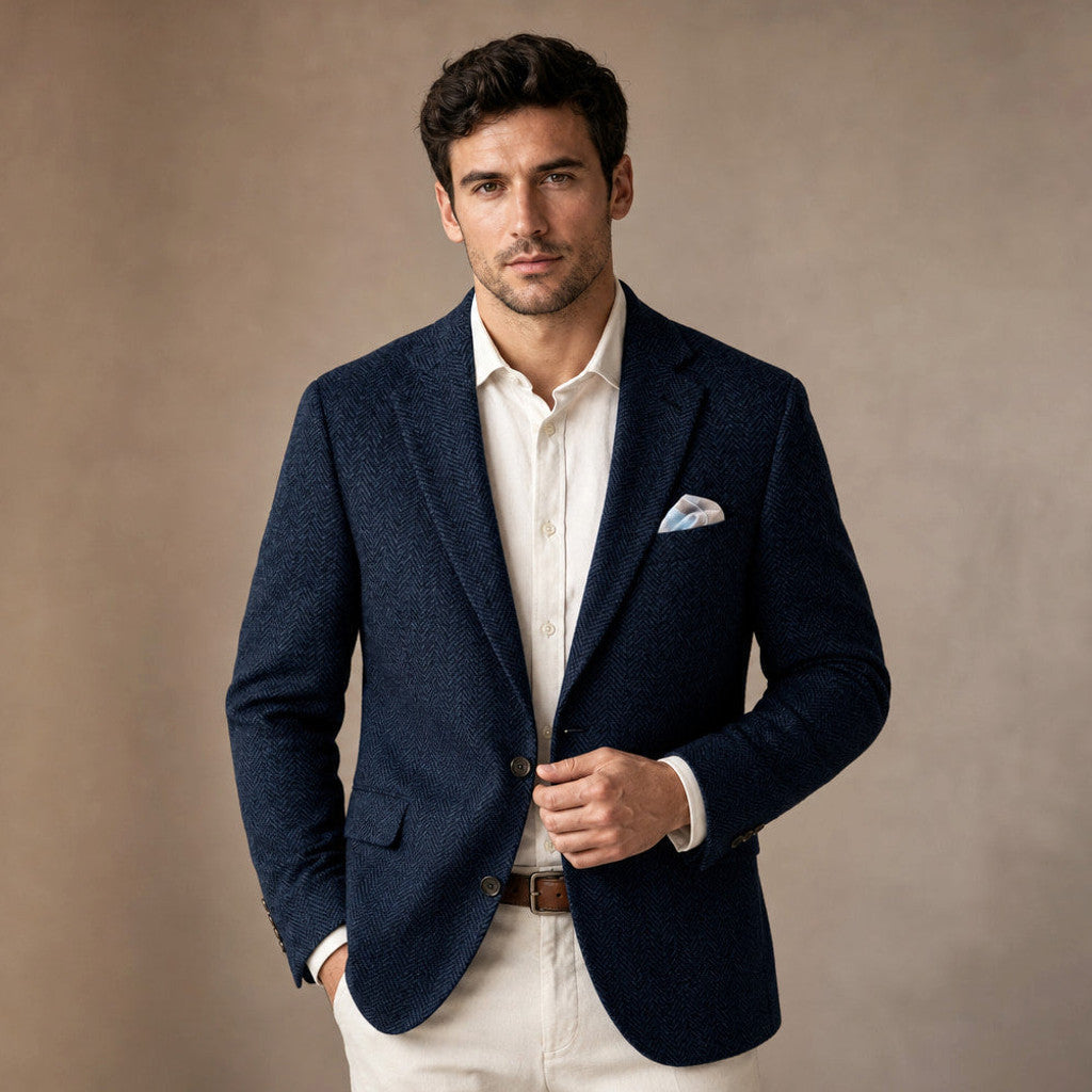 Wrenfell | Blazer Herringbone Regular Fit Navy – Product Photo